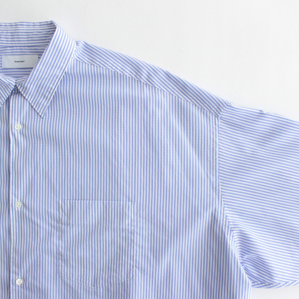 BROAD L/S OVERSIZED REGULAR COLLAR SHIRT #VIOLET STRIPE [GM233-50001STB]