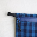 松阪木綿のクラッチバッグ #CHECK A/NAVY ZIP