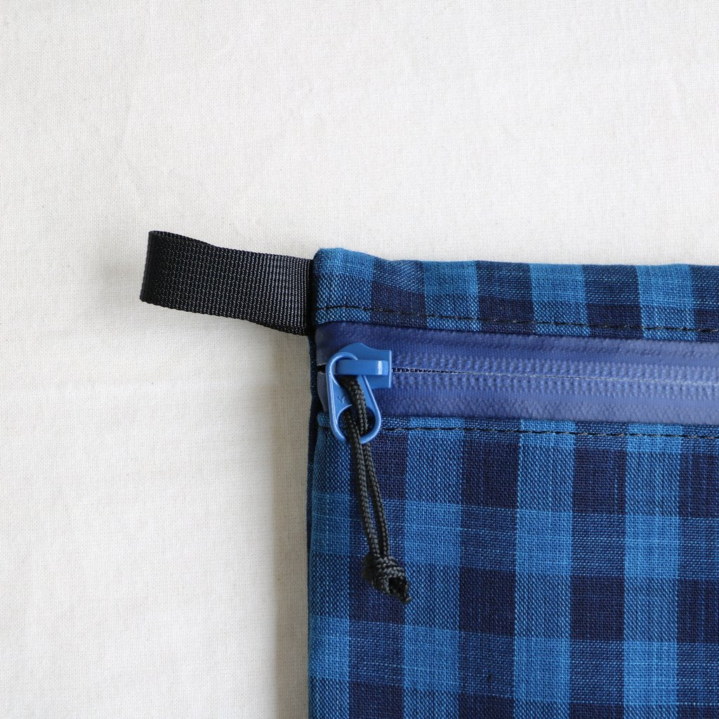 松阪木綿のクラッチバッグ #CHECK A/NAVY ZIP