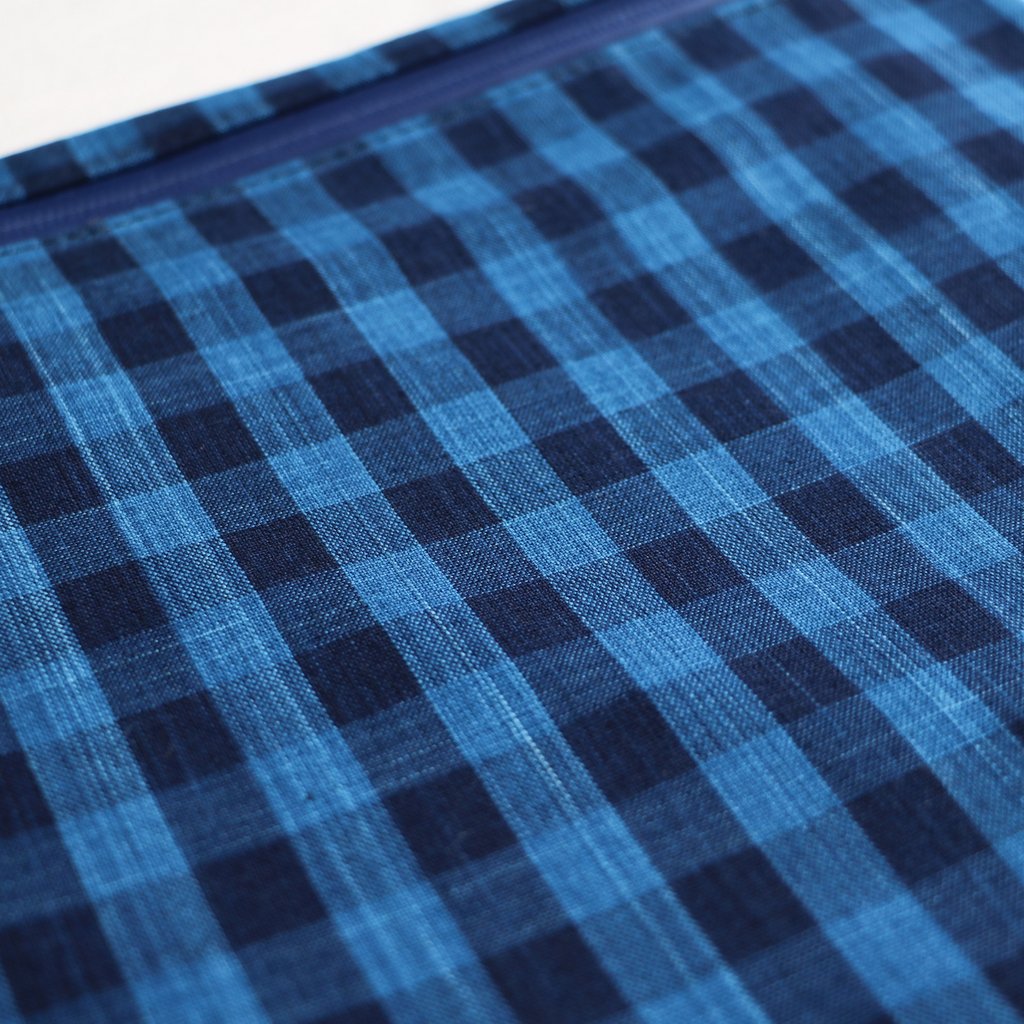 松阪木綿のクラッチバッグ #CHECK A/NAVY ZIP