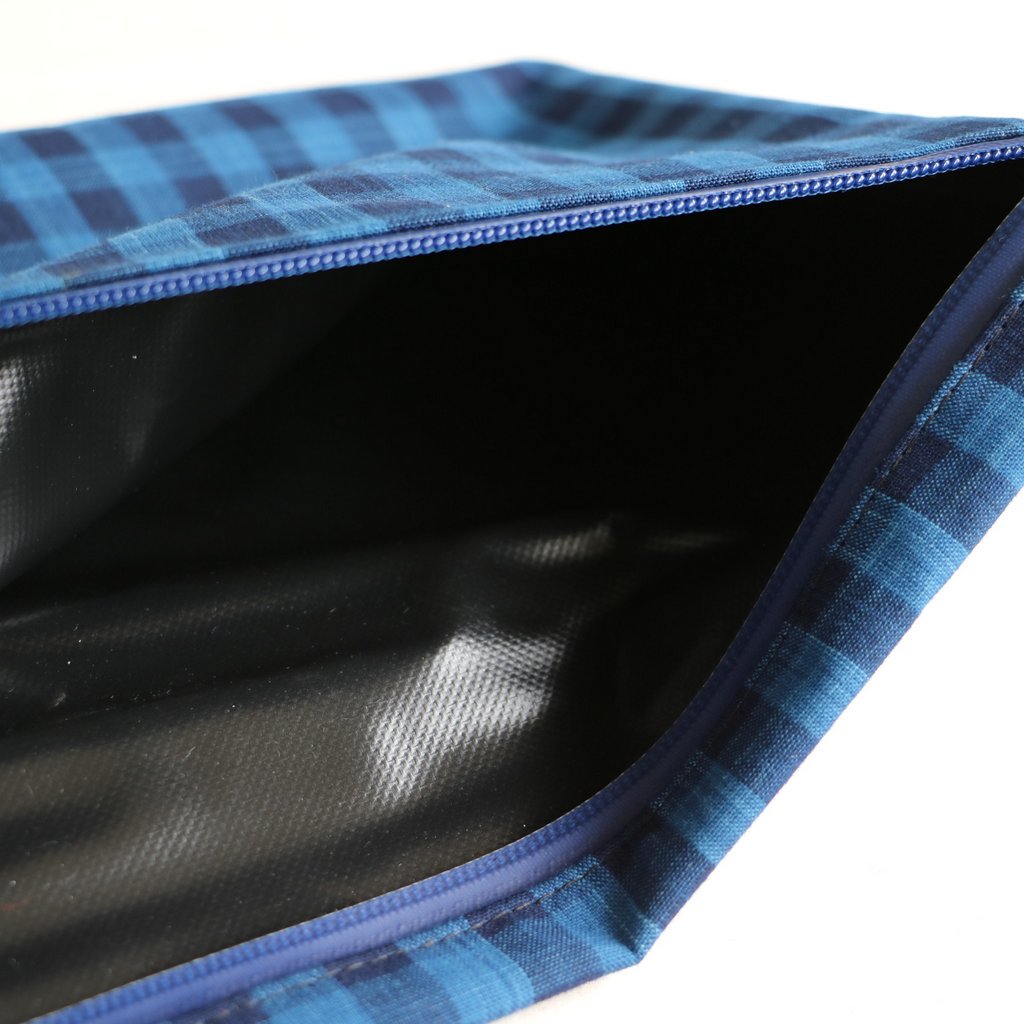 松阪木綿のクラッチバッグ #CHECK A/NAVY ZIP