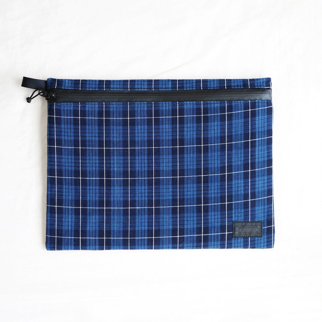 松阪木綿のクラッチバッグ #CHECK B/BLACK ZIP