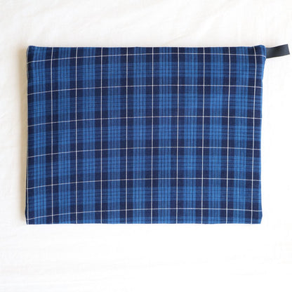 Matsusaka cotton clutch bag #CHECK B/BLACK ZIP
