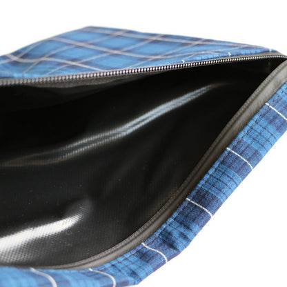 Matsusaka cotton clutch bag #CHECK B/BLACK ZIP